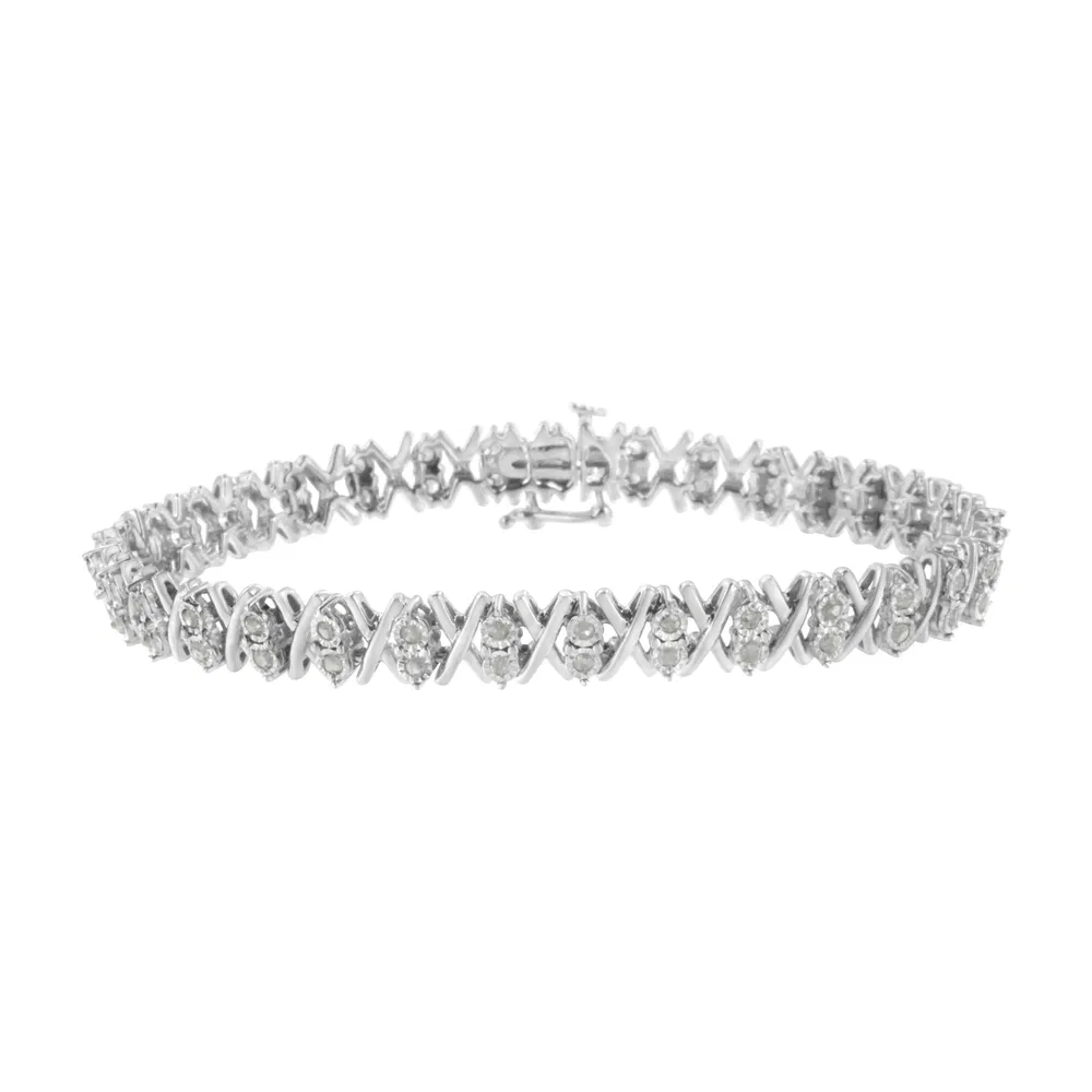 .925 Sterling Silber 1,0 Cttw Diamant Miracle-Set X-Link 7