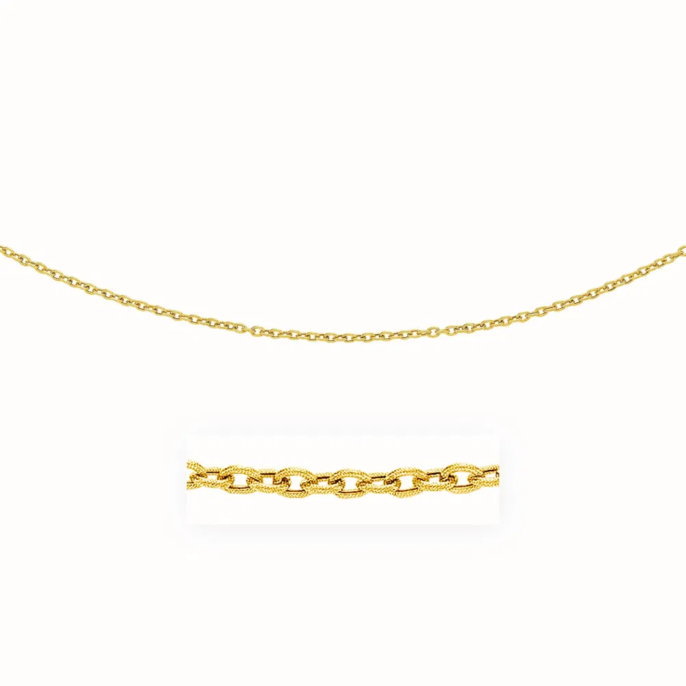 3,5 mm 14 Karat Gelbgold Anhängerkette mit Texturen Links