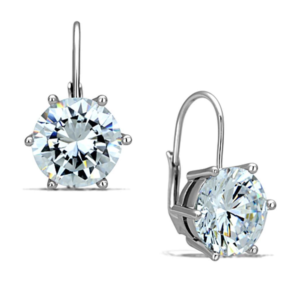 3W701 - Rhodium-Messing - Ohrringe mit AAA-Klasse CZ in Clear