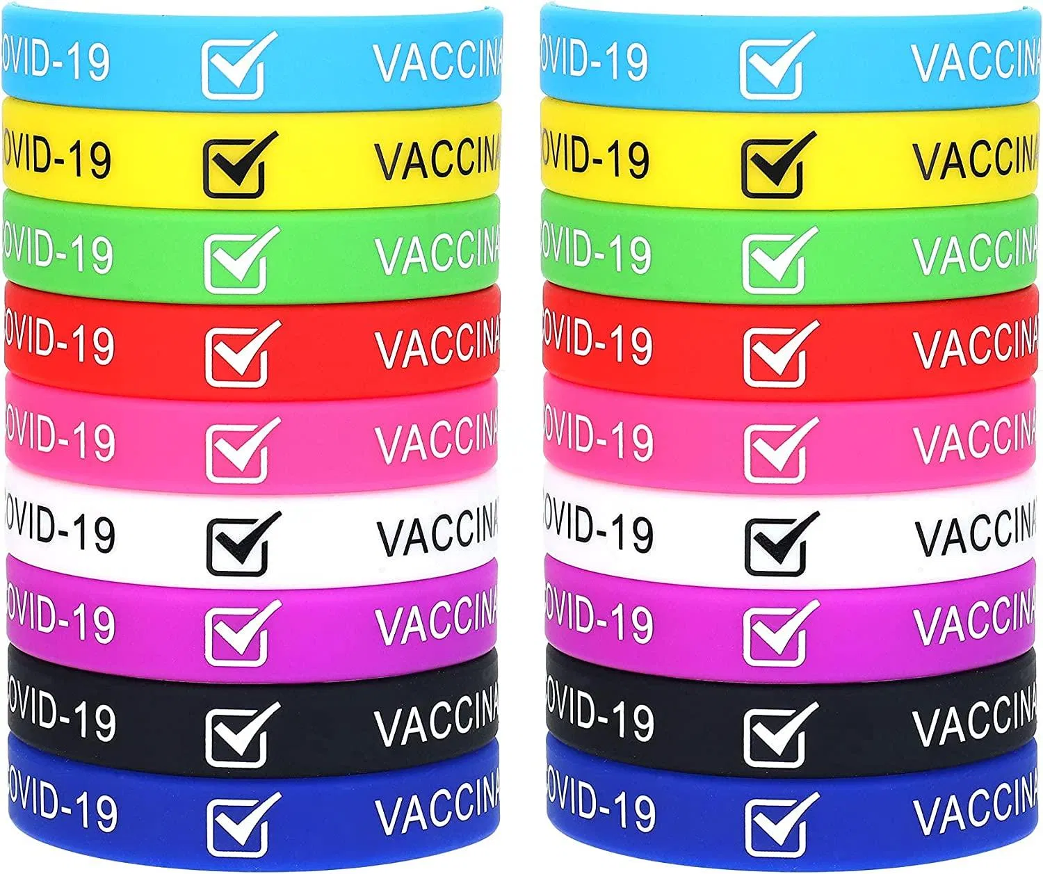 Covid - 19 Silicone Armbänder für Männer Multicolor wasserdicht Armband Identifikation Armband für Frauen und Männer 9 Farben (18Pieces)