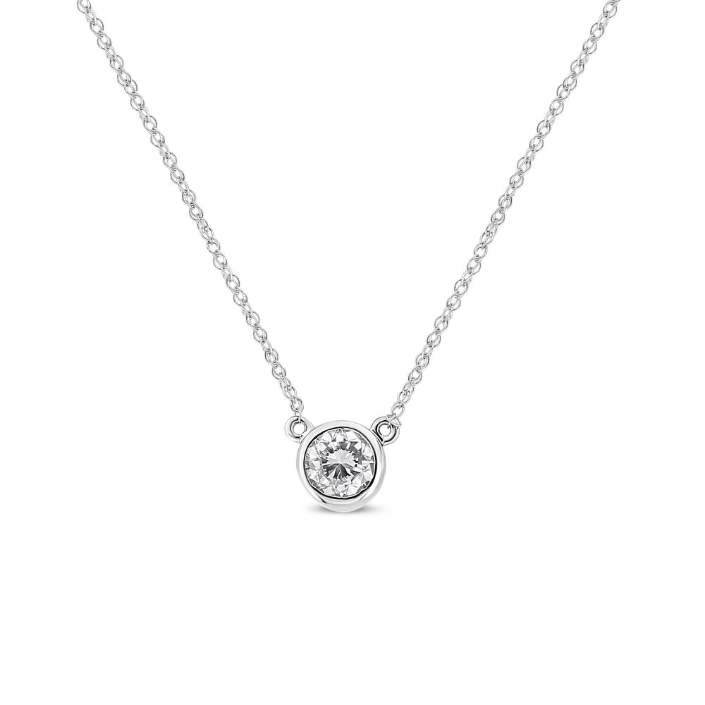 14K Weißgold 1.0 Cttw Round Brilliant-Cut Diamond Modern Bezel-Set Solitaire Adjustable 16