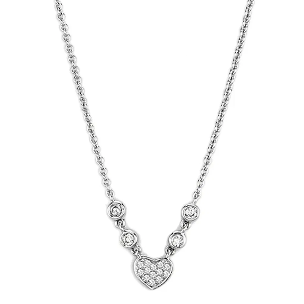 3W449 - Rhodium-Messing - Halskette mit AAA-Klasse CZ in Clear