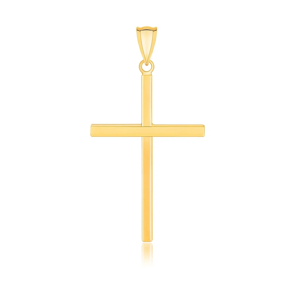 14 Karat Gelbgold poliert Flat Cross Anhänger