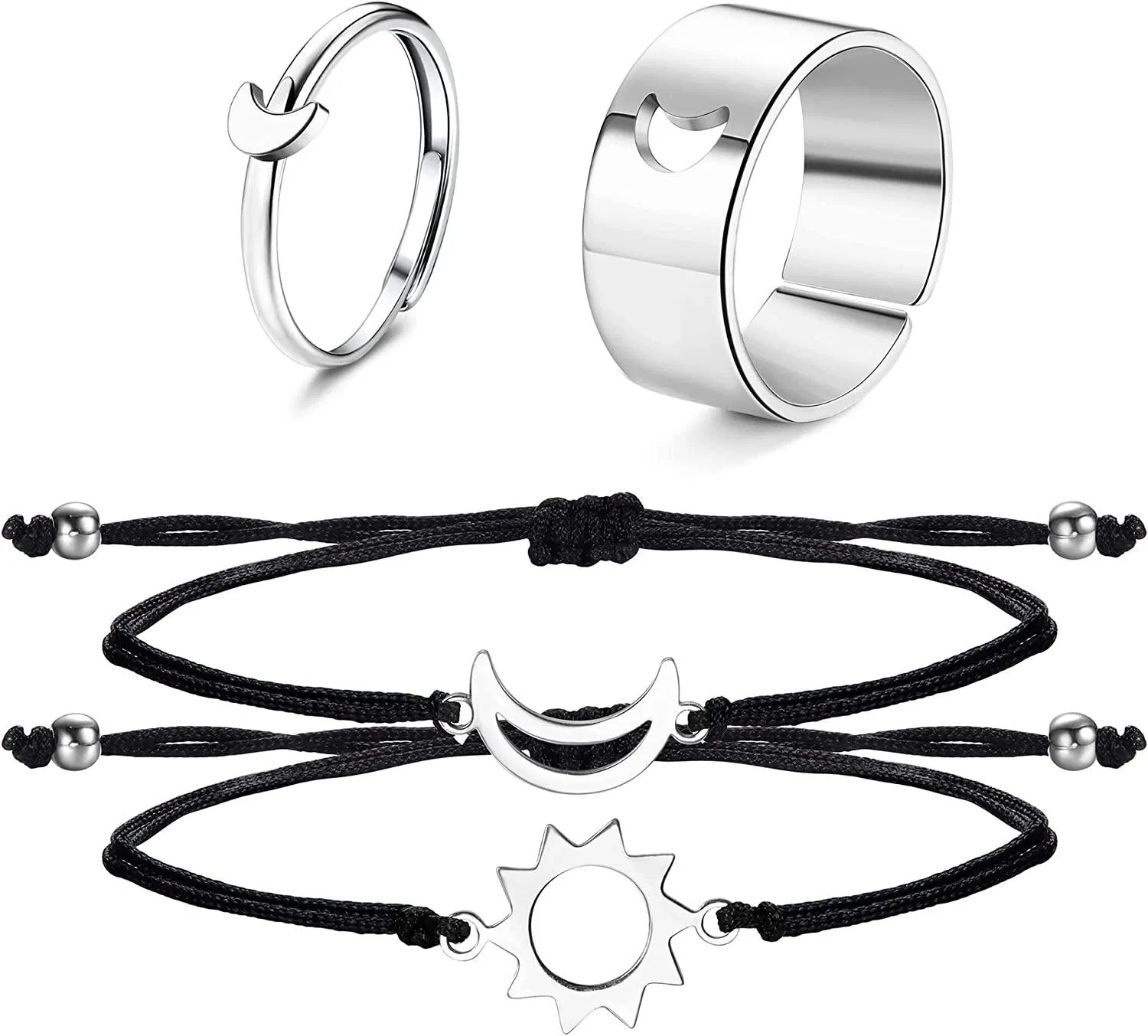 Seil geflochtenes Paar Armbänder einstellbares Paar Ringe Sonne und Mond Ringe Passendes Armband Valentinstag Geschenk für Freund Freund Freund Frau Männer Ihn und Sie