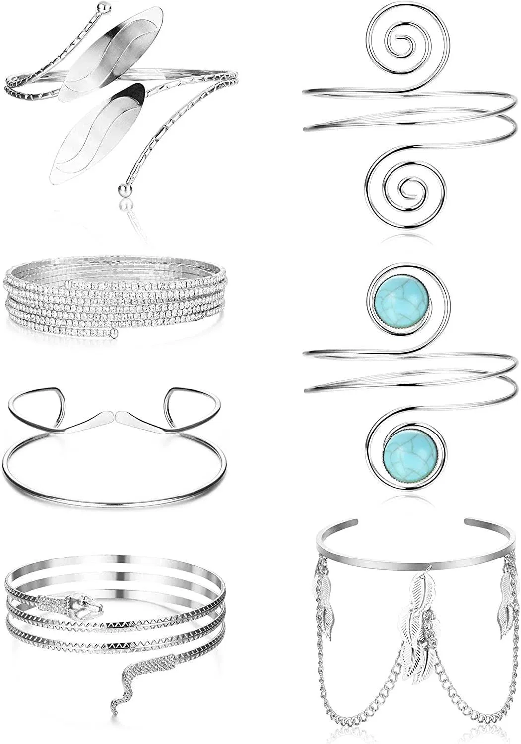 Arm Cuff Upper Arm Band Cuff Armband für Frauen Verstellbare offene Armbänder Armband minimalistische Spule Oberarm Armband Armband 7pcs
