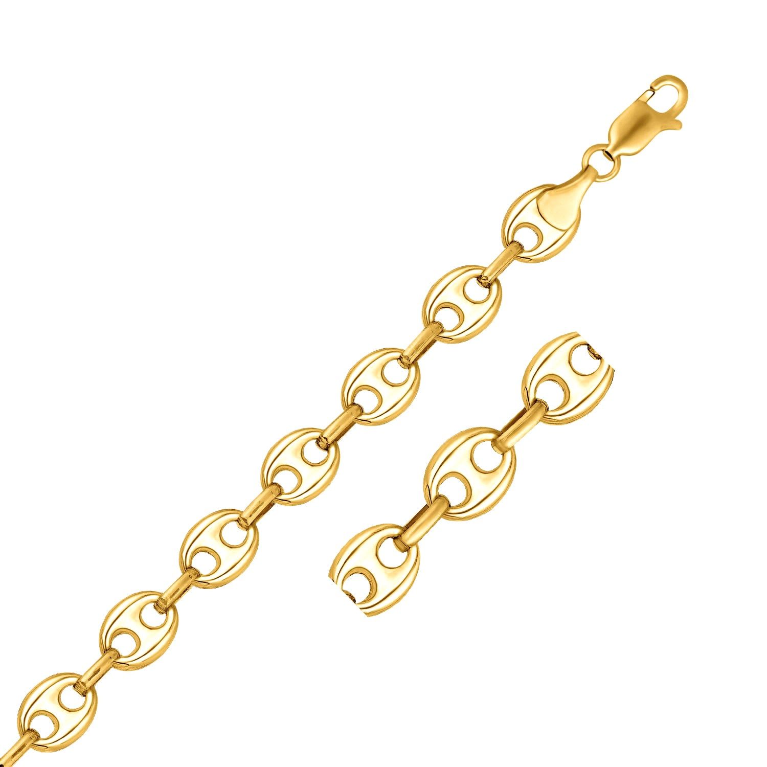 14 Karat Gelbgold Puffed Mariner Link Chain (9,00 mm)