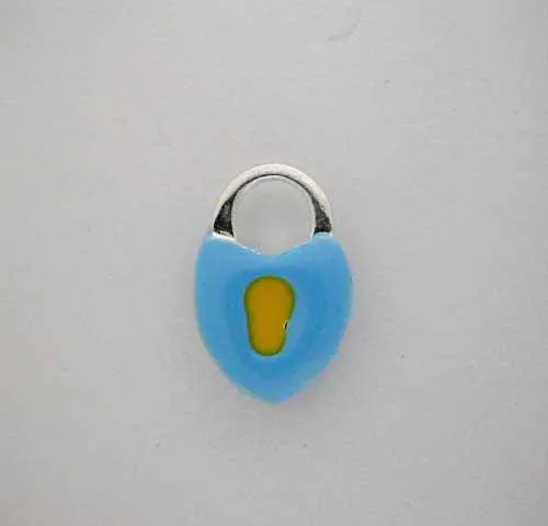 Silver Enamel Baby Blue LOCK * CHARM Schlüsselloch