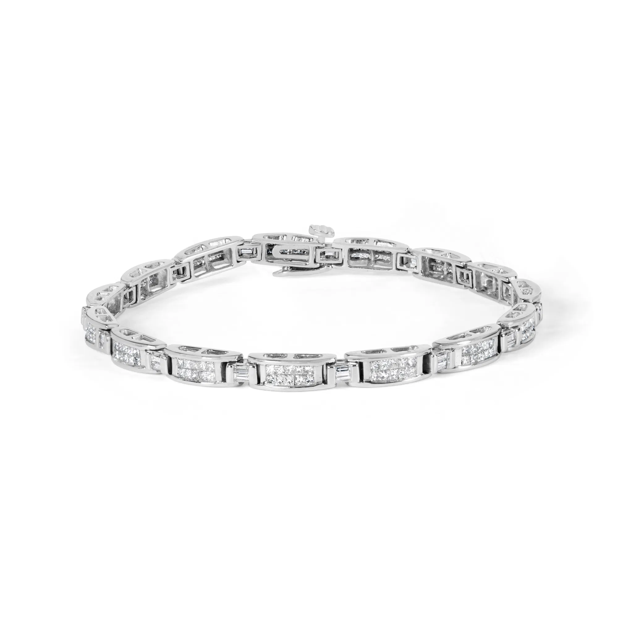 14 Karat Weißgold 2,0 Cttw Baguette und Prinzessin-Cut Diamant Tennis Armband (H-I Farbe, SI1 - SI2 Klarheit) - 7
