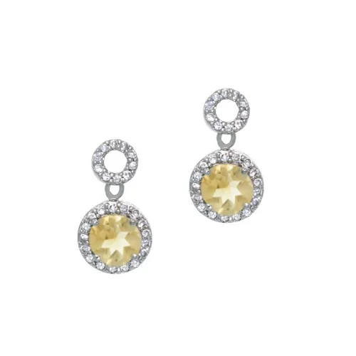 Sterling Silber 2.4 CT. Citrine und CZ Circle Dangle Ohrringe
