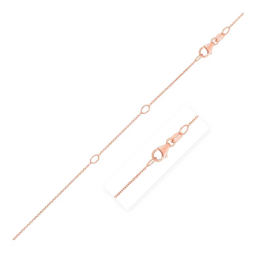 Doppel erweiterbarer Kabelkette in 14 Karat Rose Gold (1.0 mm)