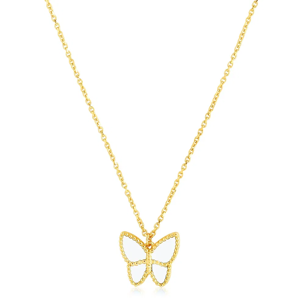 14 Karat Gelbgold High Polish Butterfly Perla Paste Kette