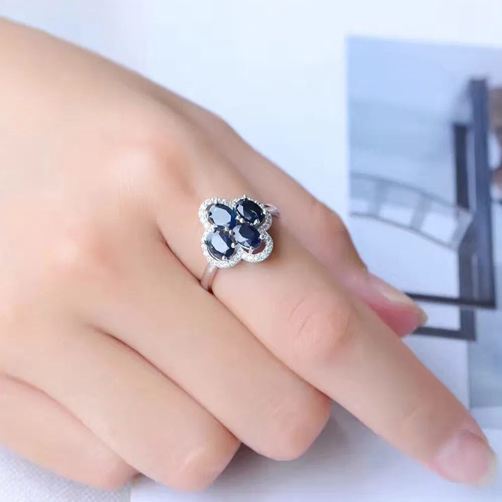 Farbenfrohen Schmuck Silber Set Schmuck Natürlicher Saphir Ring