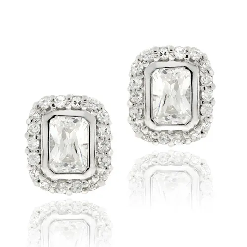 Sterling Silber CZ Smaragd Cut Stud Ohrringe
