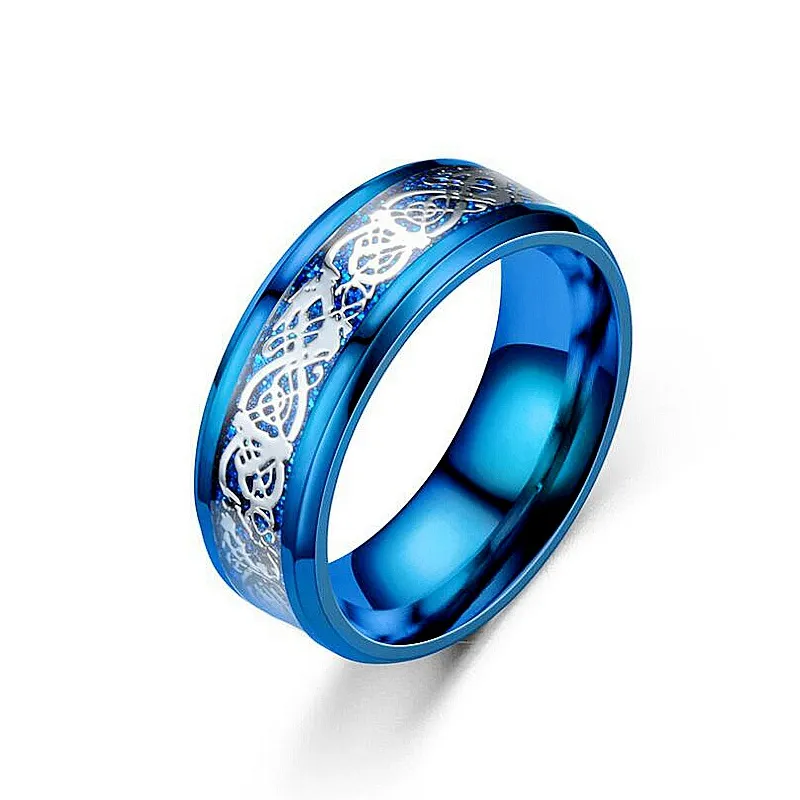 Drachenmuster Ringe Männer Edelstahl Ring Schmuck