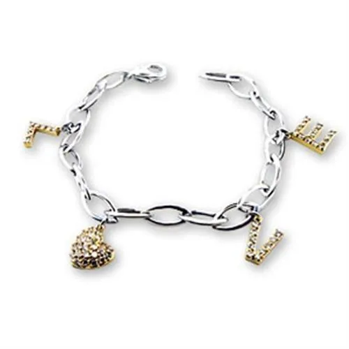 S56206 - Rückwärts Zwei-Ton 925 Sterling Silber Armband mit AAA-Klasse CZ in Clear