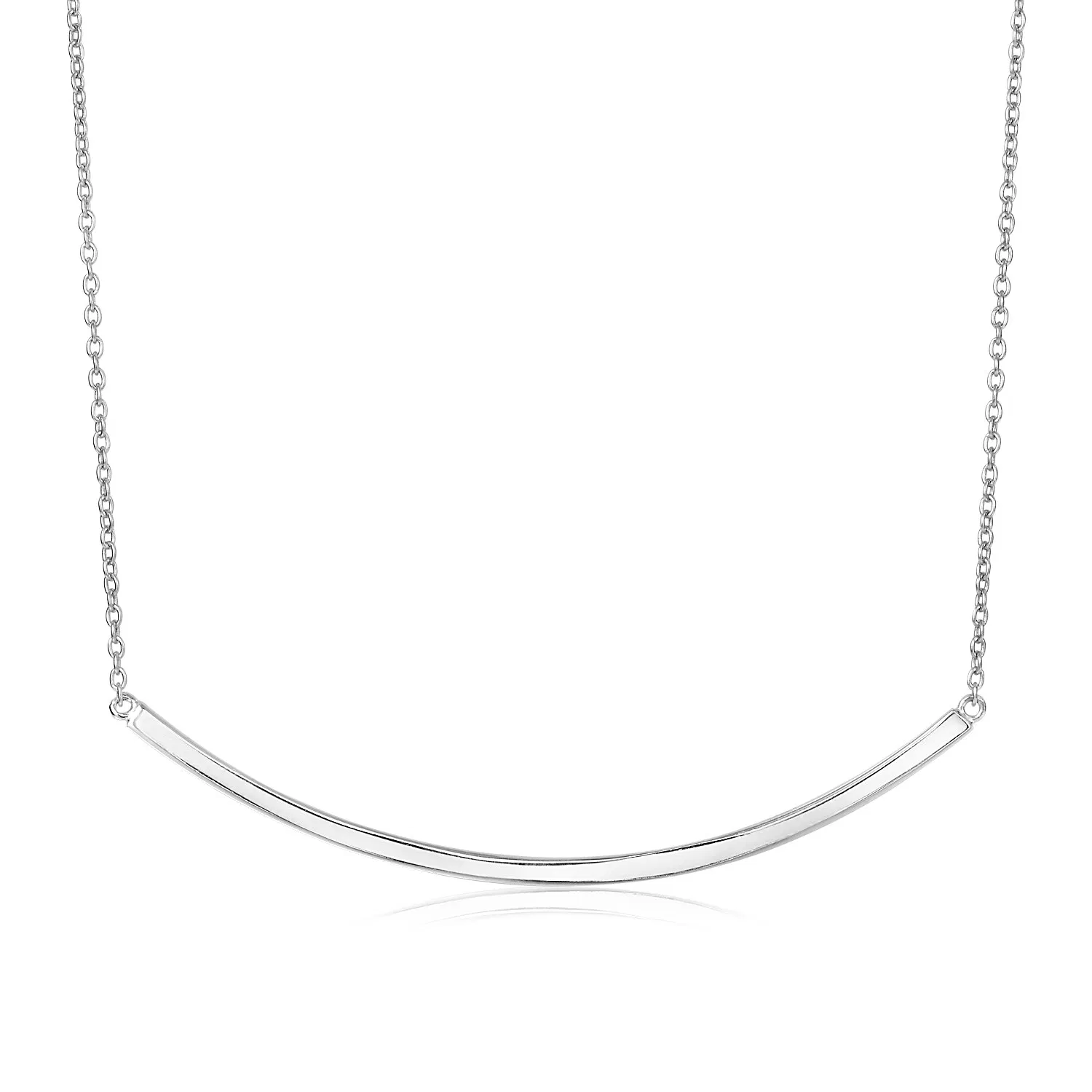 Sterling Silber Poliert Curved Bar Halskette