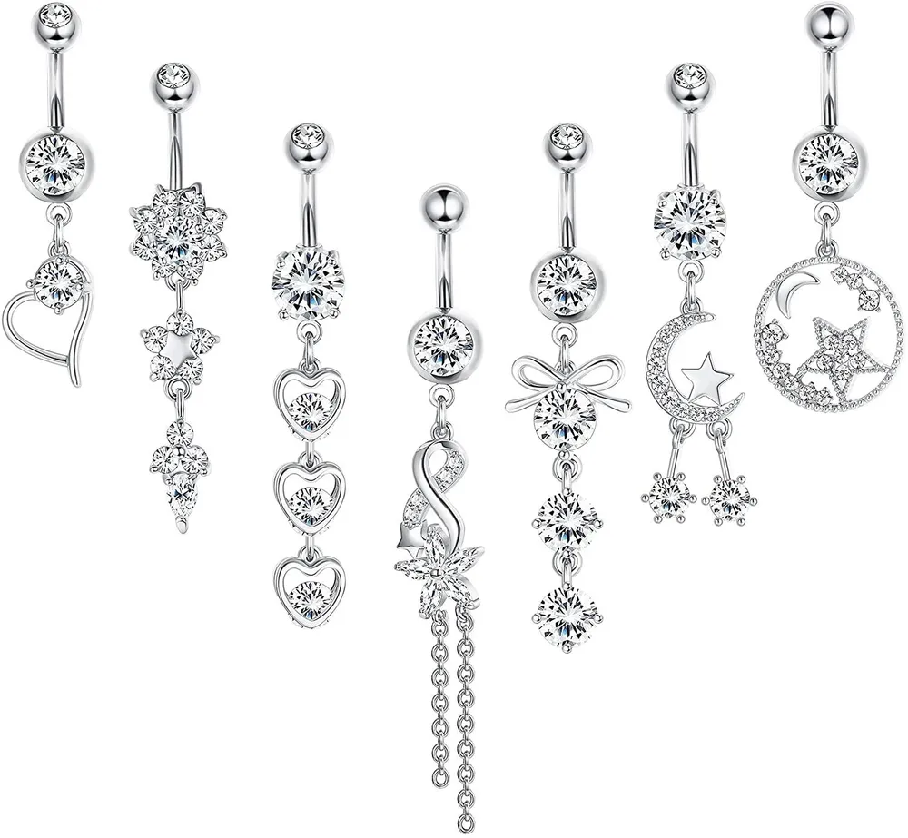14g Bauchknopfringe Dangle für Frauen lange Bauchringe Super süße Nabelringe chirurgische Stahl Körper Piercing Schmuck