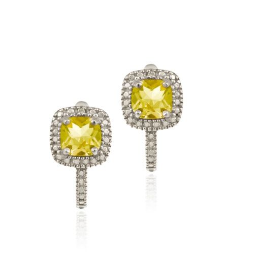Sterling Silber Faceted Citrine & Diamond Accent Huggie Ohrringe