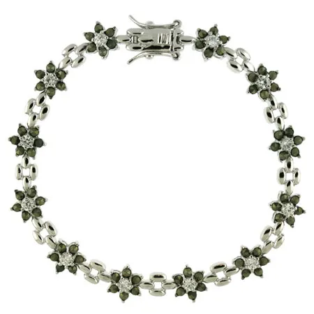 Sterling Silber Marcasit & CZ Blumen Tennis Armband