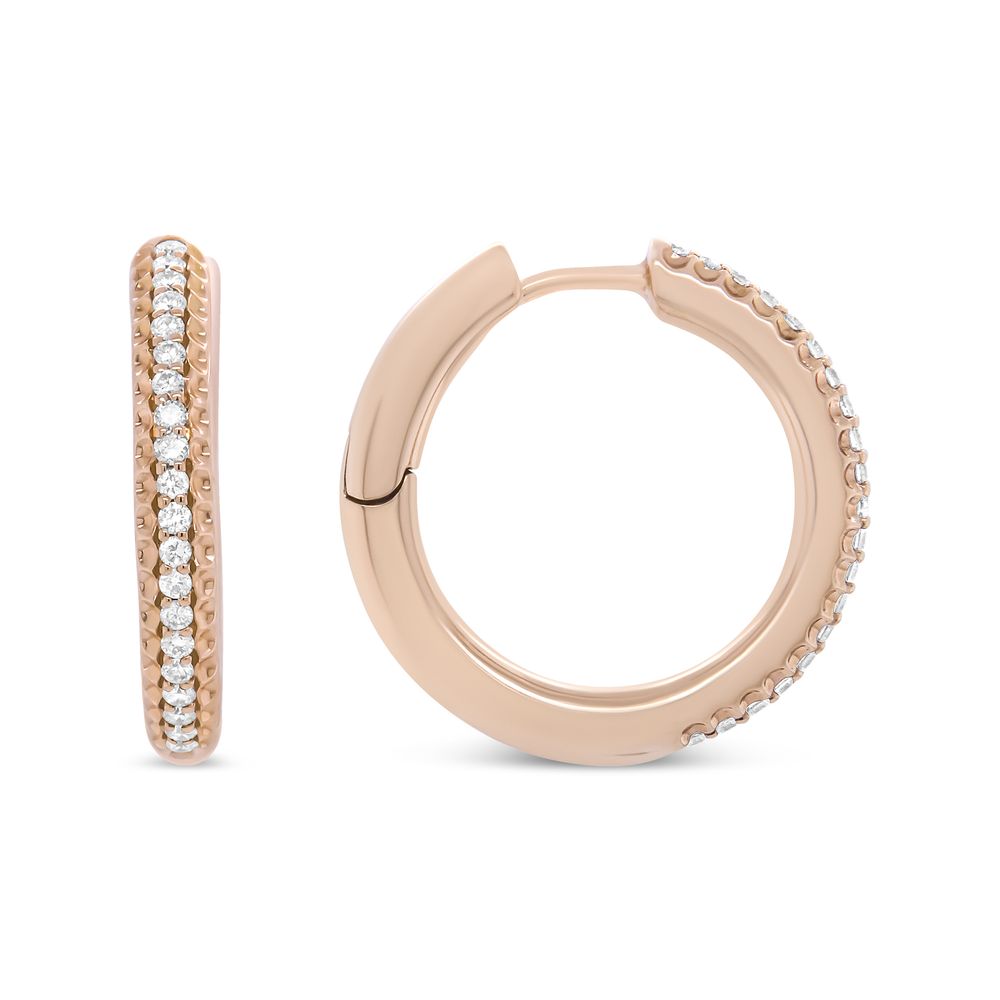 18K Rose Gold 1/3 Cttw Round Cut Diamond Hoop Ohrringe (F-G - Farbe, VS1 - VS2 Klarheit)
