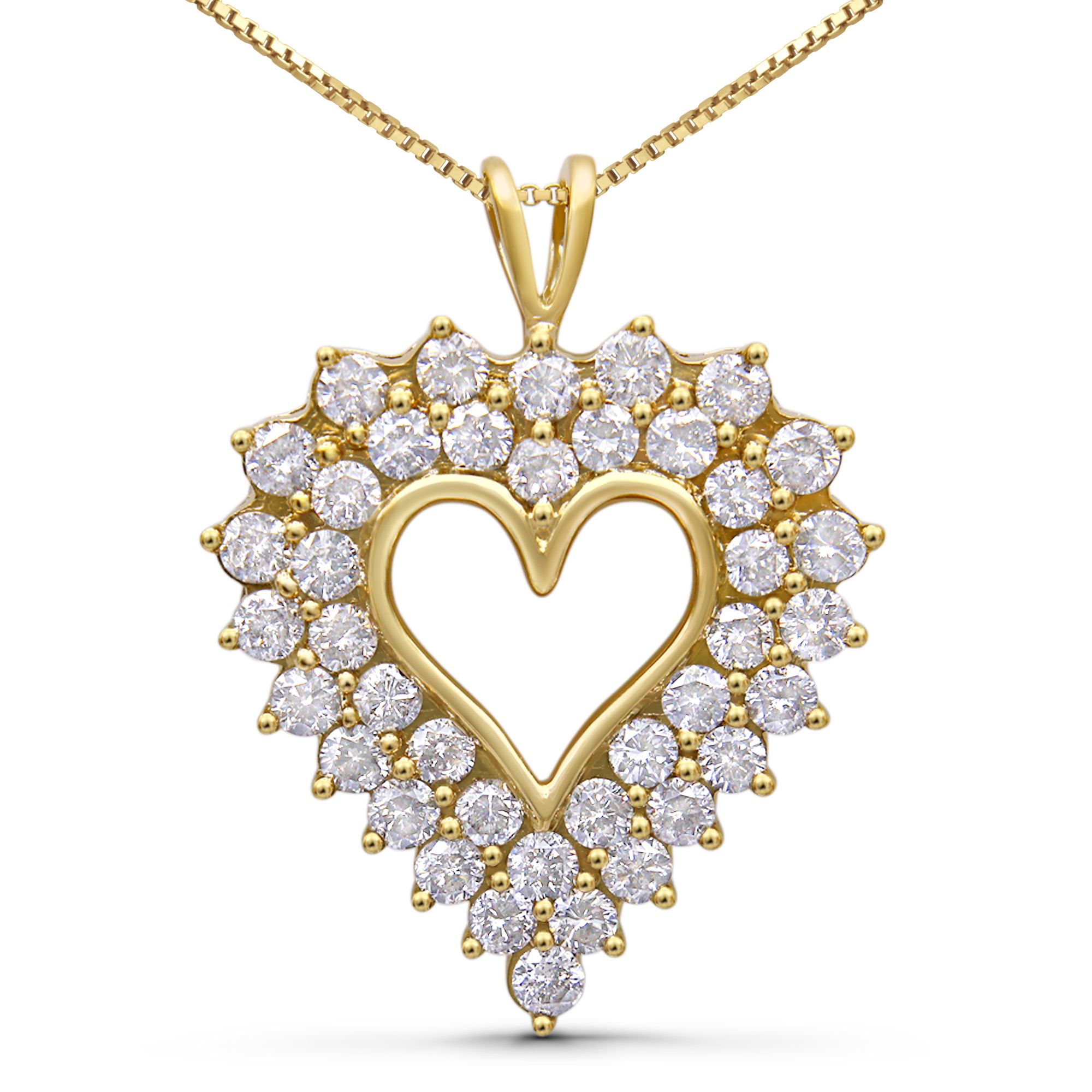 14 Karat Gelbgold Plated .925 Sterling Silber 4.0 Cttw Diamant Shadow Frame Herz 18