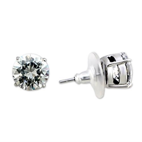 8X167 - Rhodium-Messing - Ohrringe mit AAA-Klasse CZ in Clear