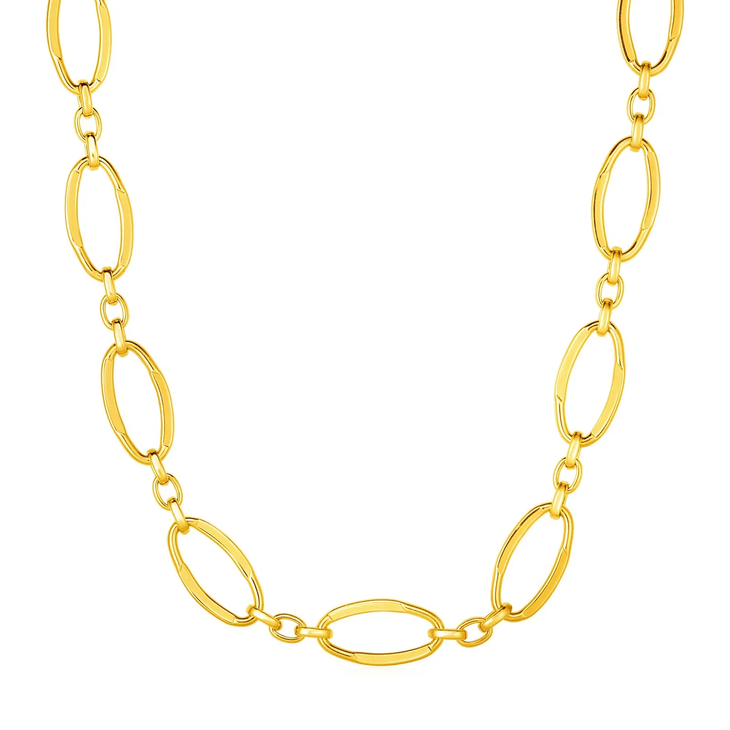 14 Karat gelbes Gold Halskette mit polierten ovalen Links