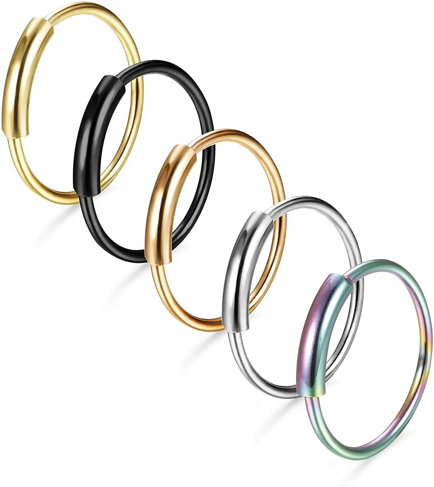 5Pcs 316L Chirurgische Stahl nahtlos kontinuierliche Schleife Ringe Nasen Tragus Lippe Ohr Piercing 5 Farben 20 Gauge 8MM