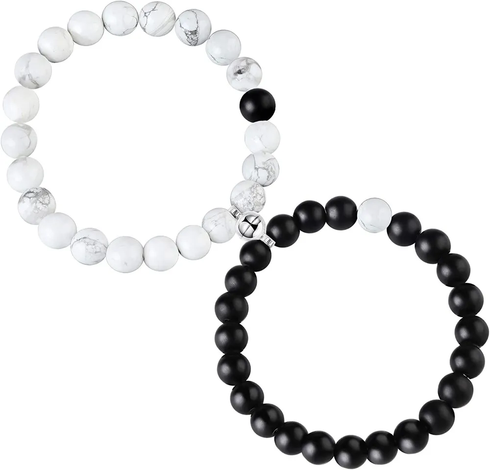 2 Stück Paare Armbänder für Frauen Männer Magnetische Armbänder für Paare Beziehung Armbänder für ihn und ihre Paare Valentinstag Geschenke