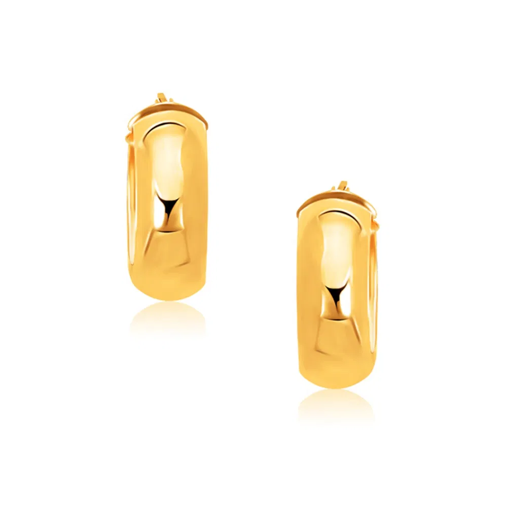 14 Karat Gelbgold breite mittlere Hoop Ohrringe mit Snap Lock