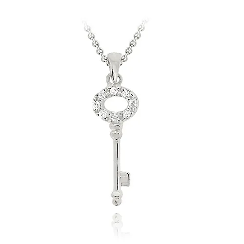 Sterling Silber Designer inspiriert CZ Oval Mini Key Pendant