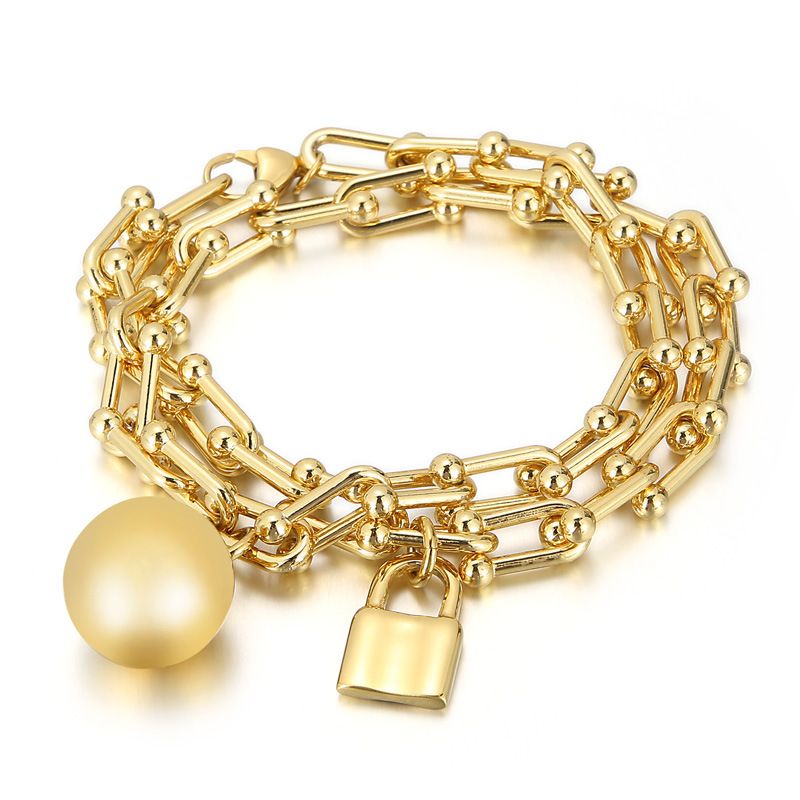 Doppelschicht Horseshoe Chain Ball Padlock Armband