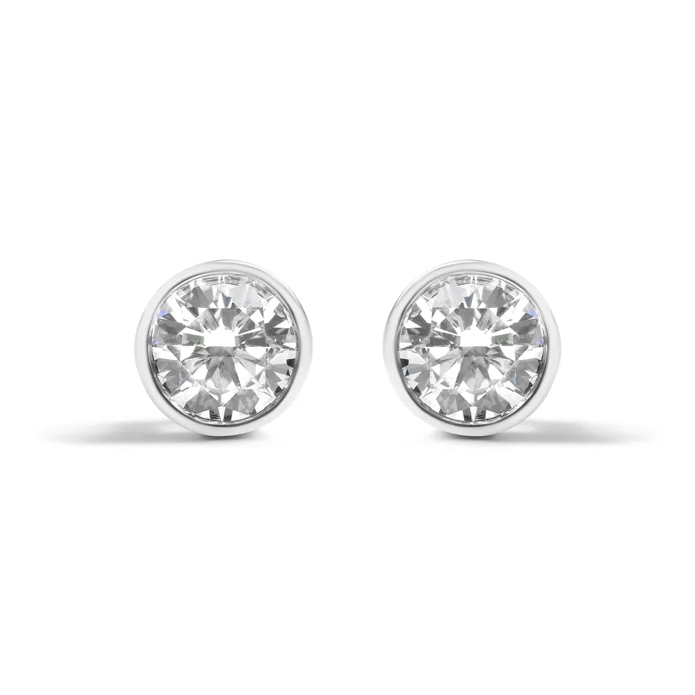 14K Weißgold 5 / 8 Cttw Bezel Set Lab Grown Round Diamond Screw-Back Solitaire Stud Ohrringe (G-H - Farbe, VS2 - SI1 Klarheit)