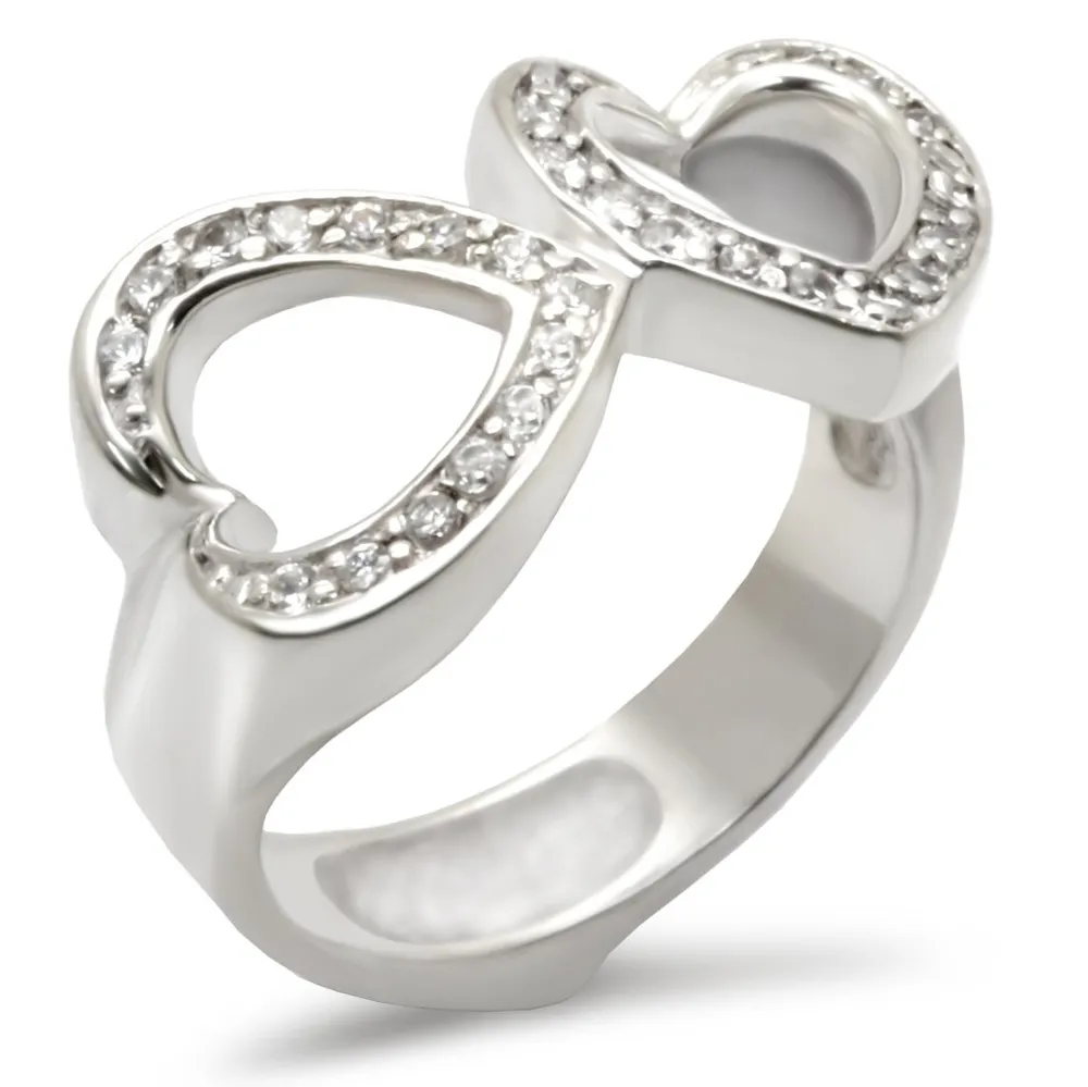 30235 - Hochpolierter 925 Sterling-Silberring mit AAA-Klasse CZ in Clear