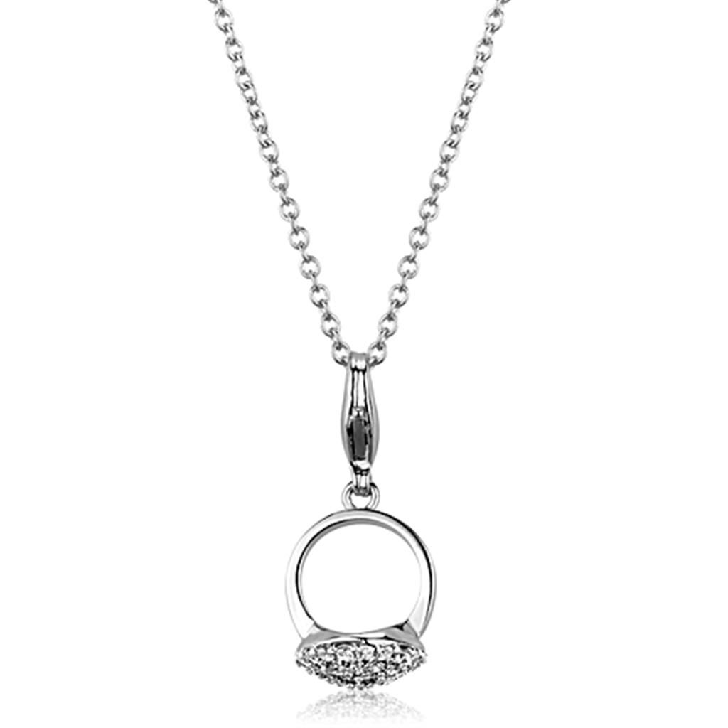 LO3492 - Rhodium Brass Anhänger mit AAA-Klasse CZ in Clear