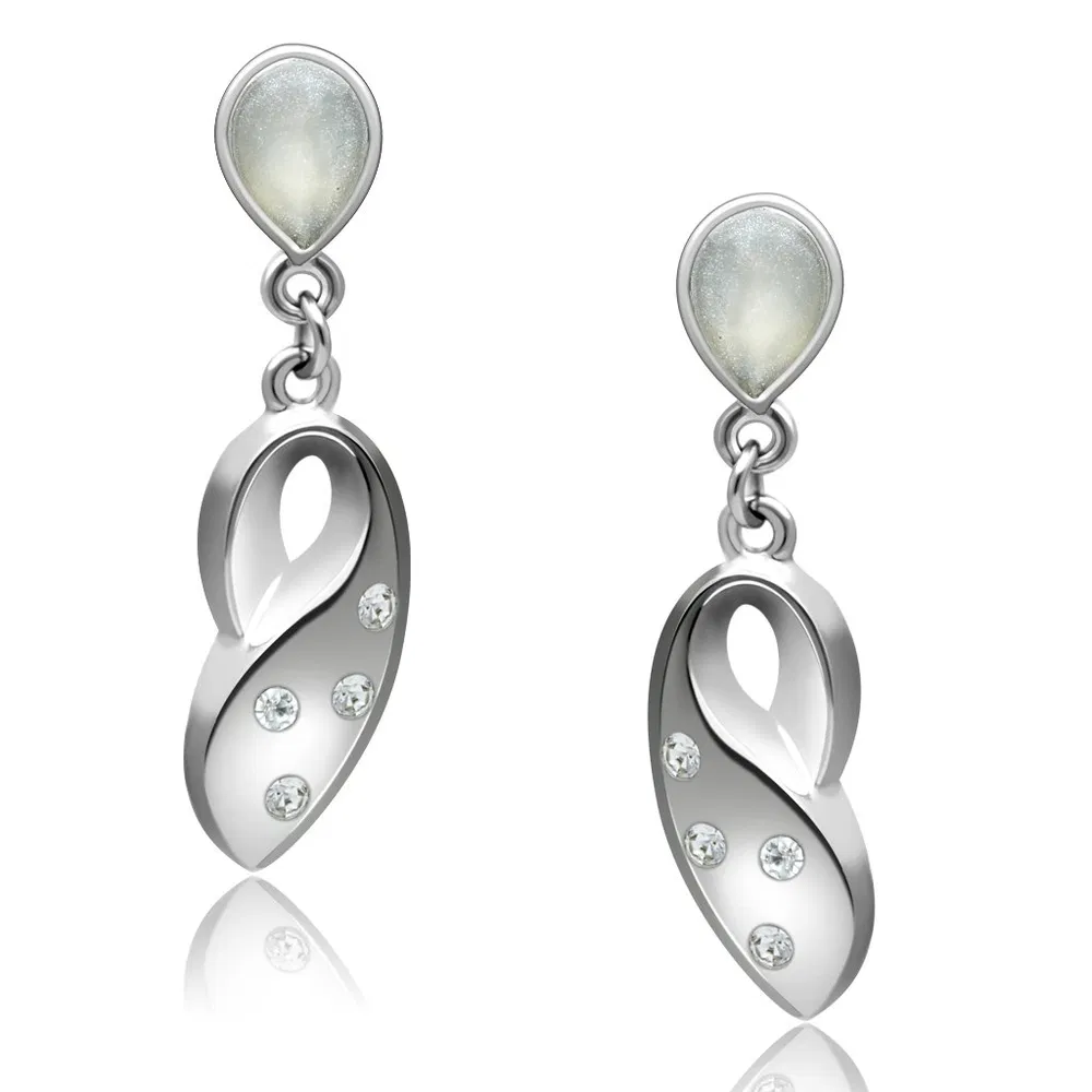 LO1978 - Rhodium-Weißmetall - Ohrringe mit Top-Grade - Kristall in Clear