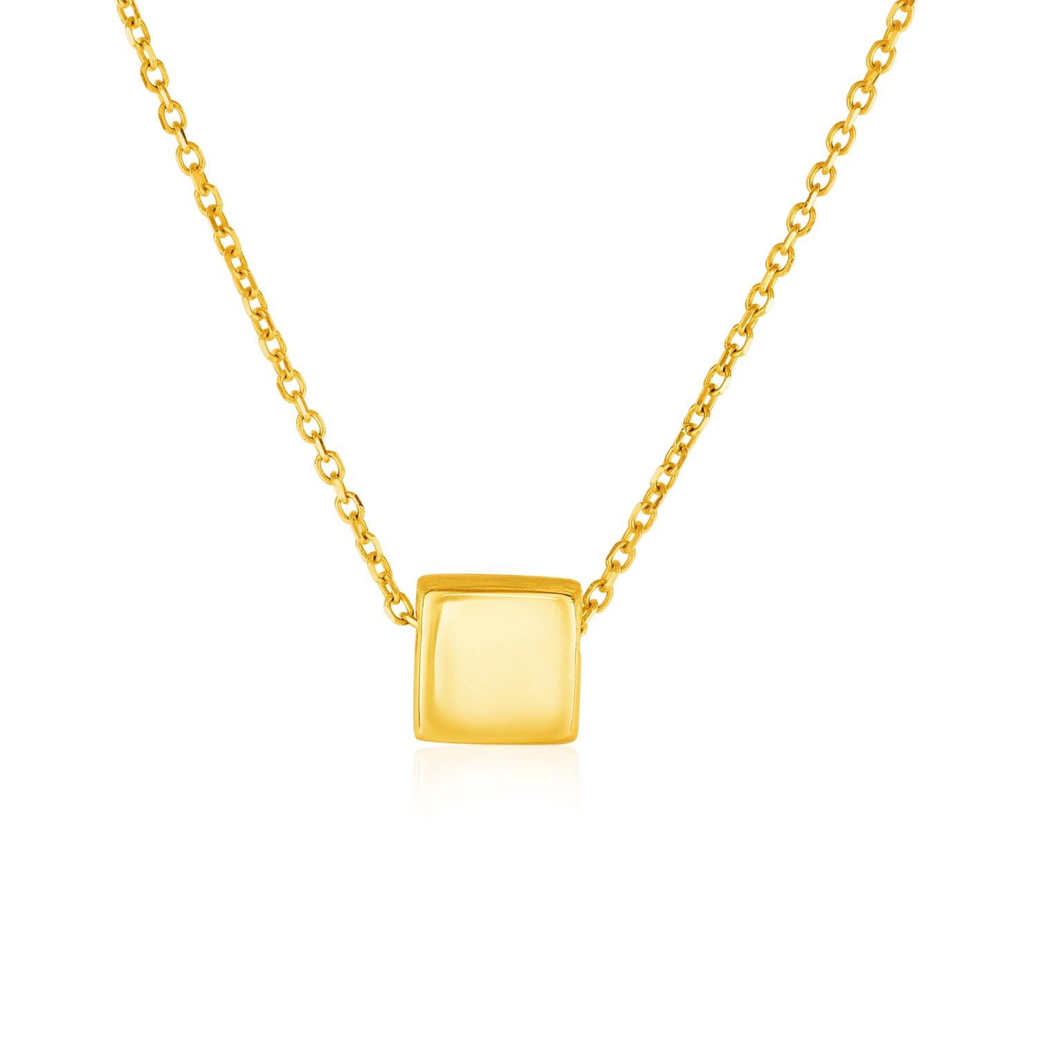 14 Karat gelbes Gold mit glänzendem Quadrat Anhänger