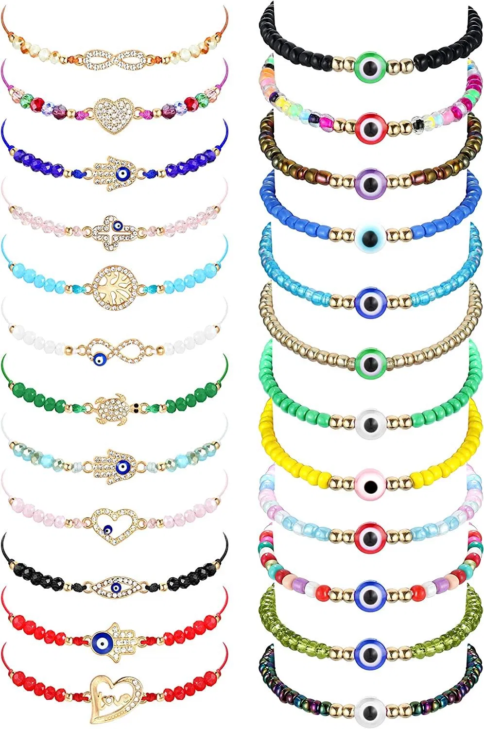 12pcs böse Augen Armband für Frauen farbenfrohe Boho Armband geflochten Seil Armbänder einstellbares Glück Amulett Armband