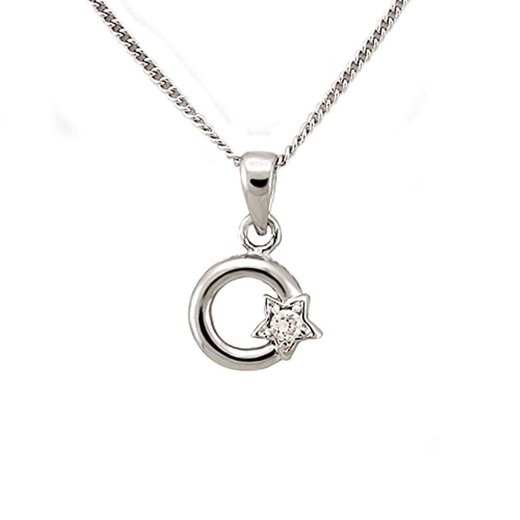 LOA1354 - Rhodium-Brass - Kettenhänger mit AAA-Klasse CZ in Clear