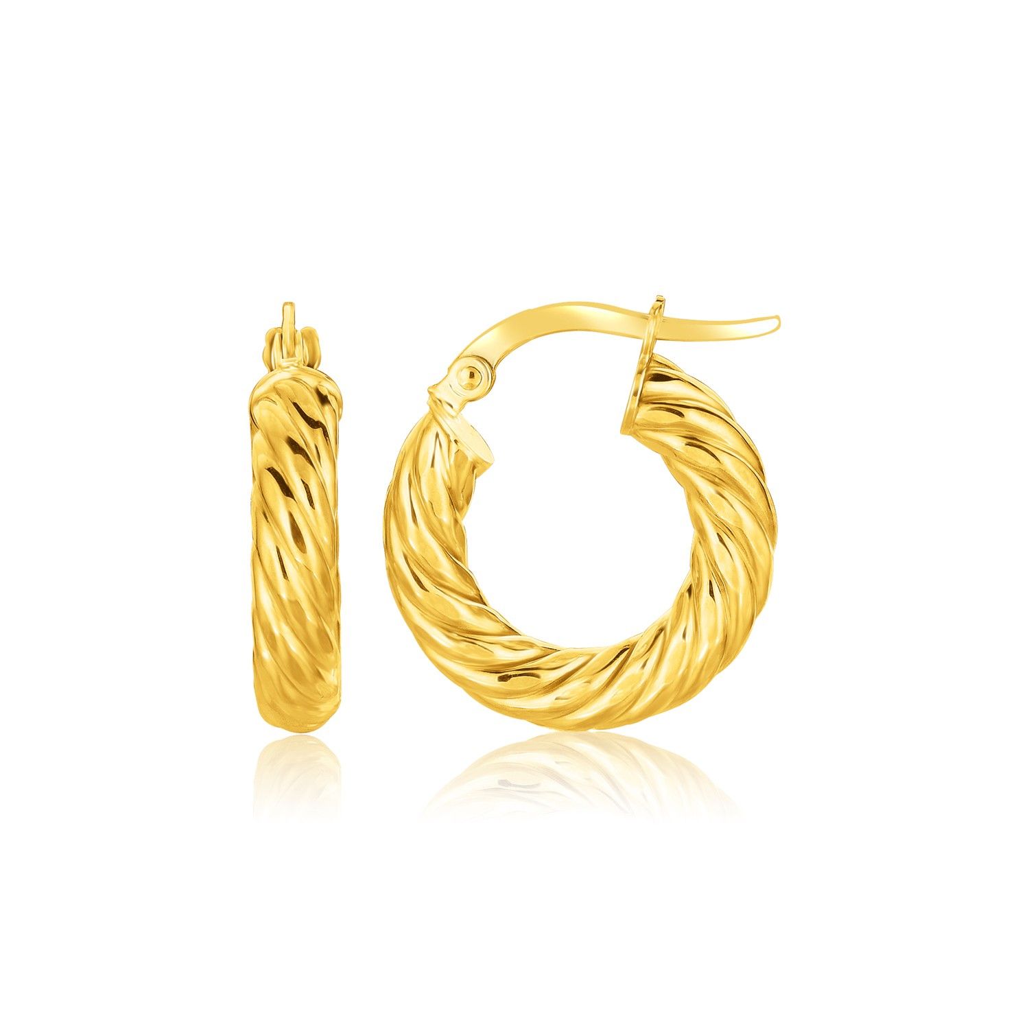 14 Karat Gelbgold Twisted Cable Kleine Hoop Ohrringe (4x17.6mm)