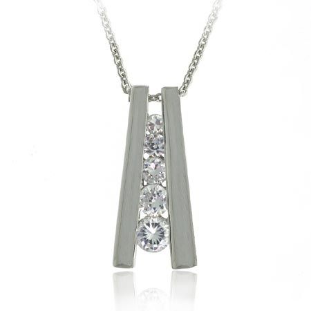 Sterling Silber Cubic Zirkonia 5 - Stein Reise Anhänger