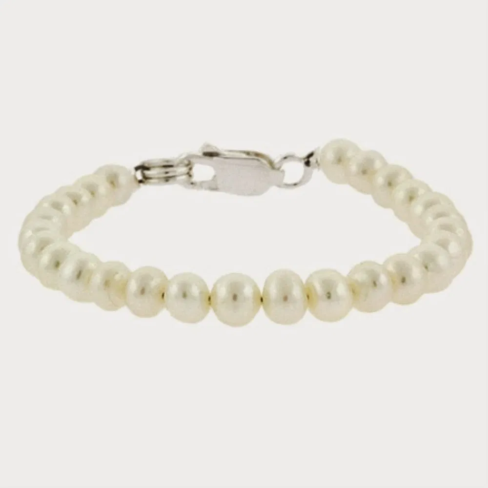 Sterling Silber Weiß Frischwasser Kultur Pearl Baby Armband