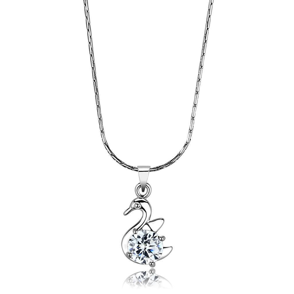 LO4149 - Rhodium-Brass - Kettenhänger mit AAA-Klasse CZ in Clear