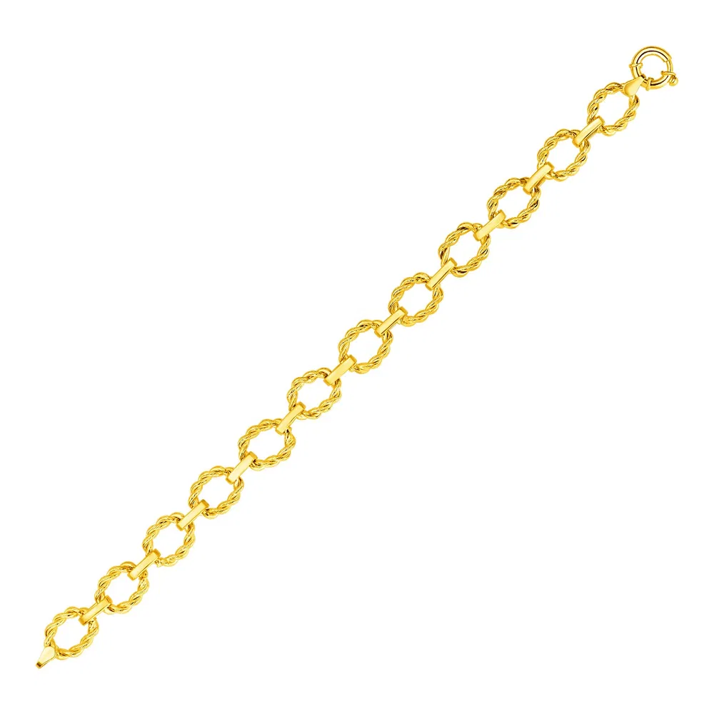 14 Karat Gelbgold Twisted Oval Link Armband