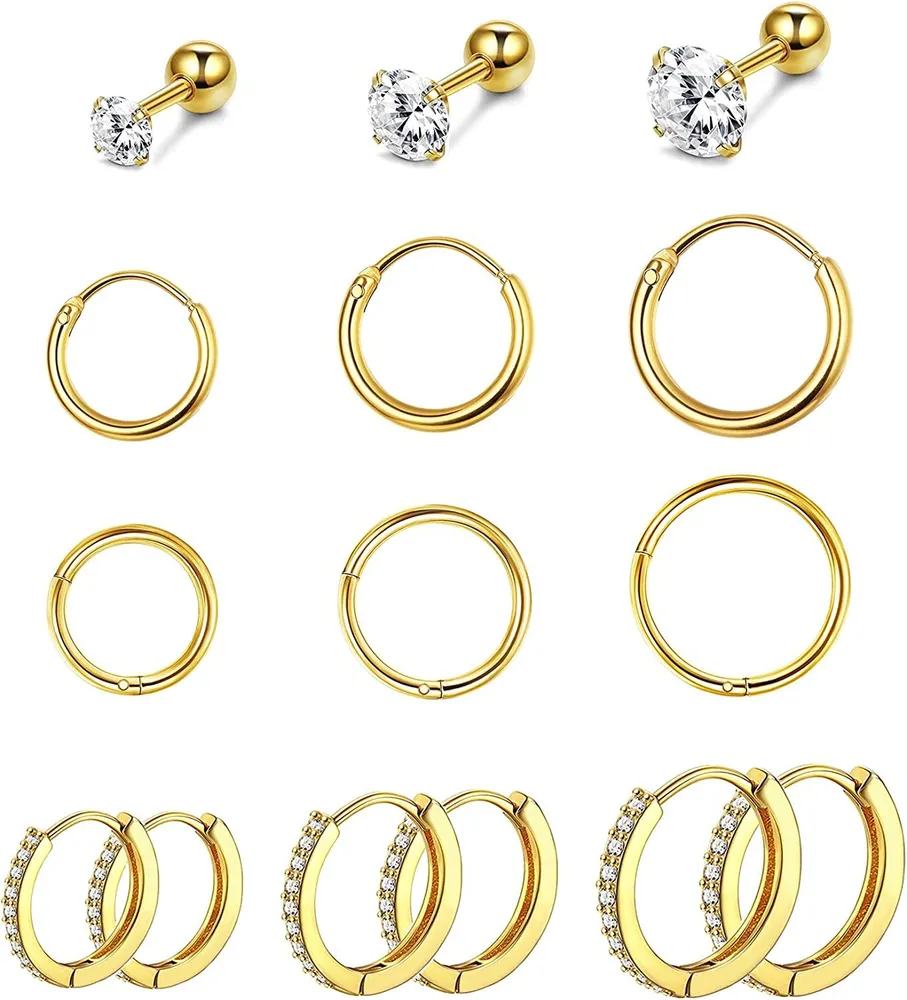 15pcs Edelknorpel-Schleife - Ohrringe Stud für Frauen Männer 16g Huggie-Ohrringe kleine kleine kleine Schleife-Ohrringe Daith Rook Tragus Helix Piercing