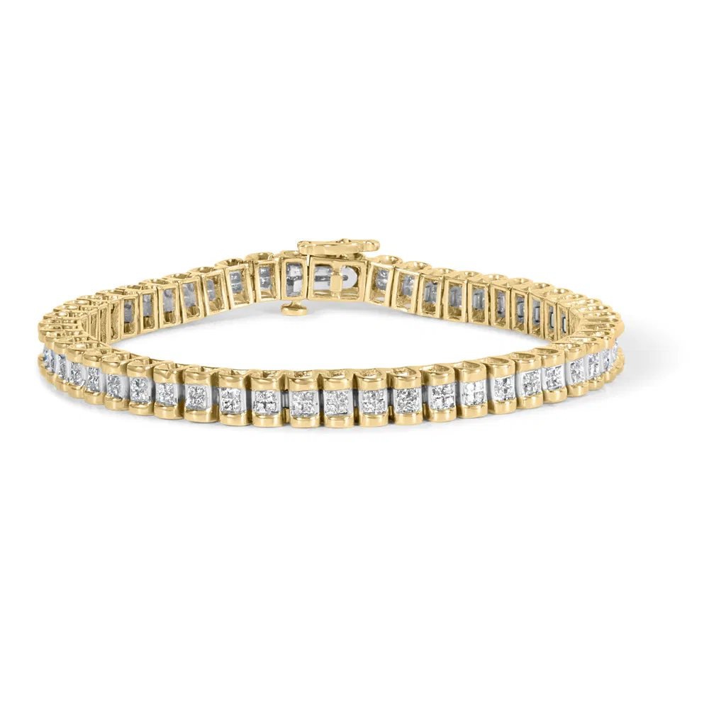 14 Karat Gelbgold 2,00 Cttw Princess-Cut Diamond Classic Link 7