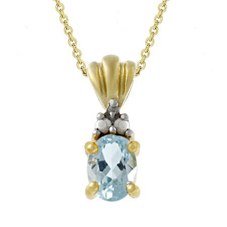 18 Karat Gold über Silber Diamant Accentuated Oval Blue Topaz Anhänger