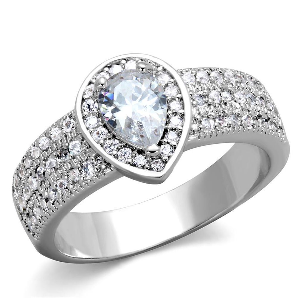 3W831 - Rhodium-Messing - Ring mit AAA-Klasse CZ in Clear