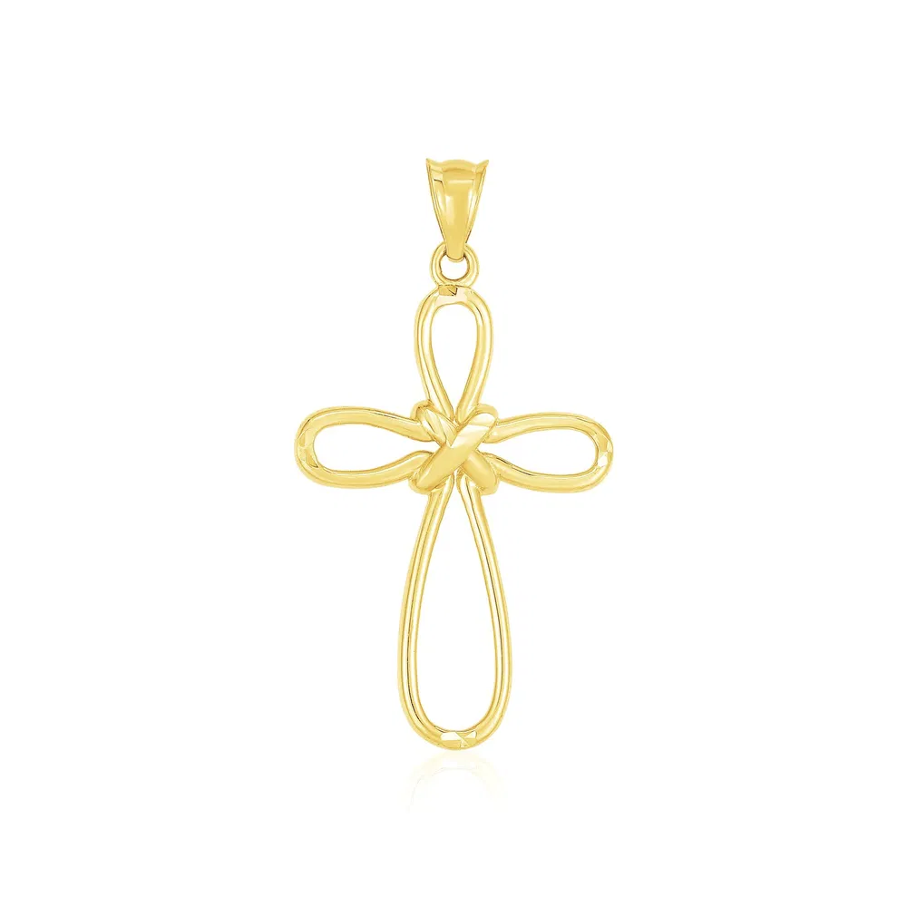14 Karat Gelbgold Looped Knot Style Kreuz Anhänger