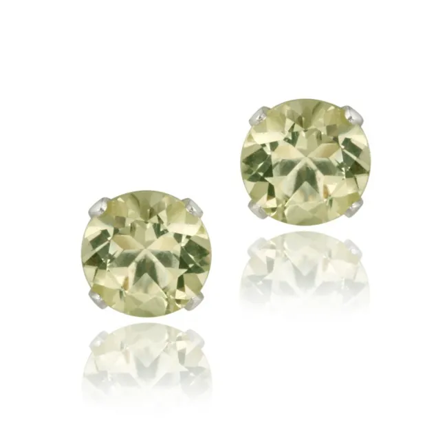 Sterling Silber 1 / 2ct Lime Quarz Stud Ohrringe, 4mm